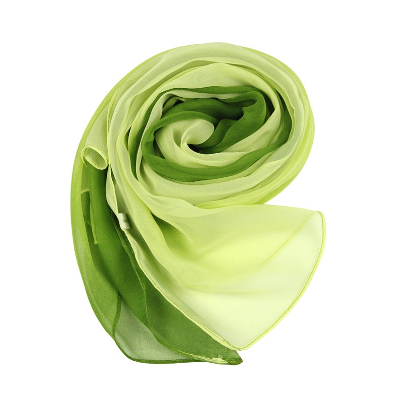 PANTONIGHT Long Chiffon Sheer Scarf Gradient - Pantonight Green Shaded Colors Lightweight Scarf For Womens (Color 091) - Image 3